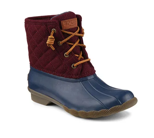 Sperry Women's Saltwater Quilted Wool Duck Boot Navy/Maroon