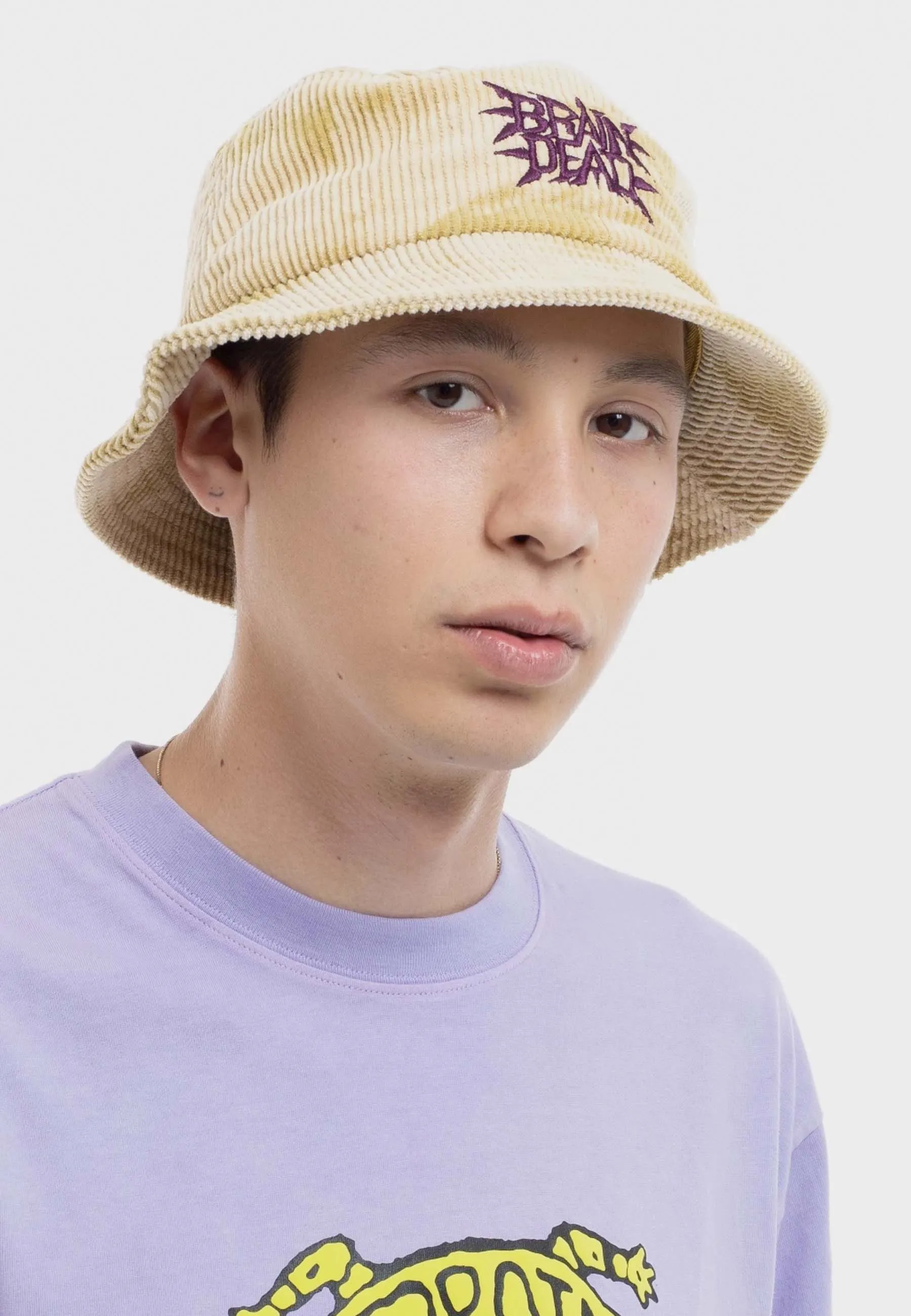 Spikey Bleached Cord Bucket Hat - gold