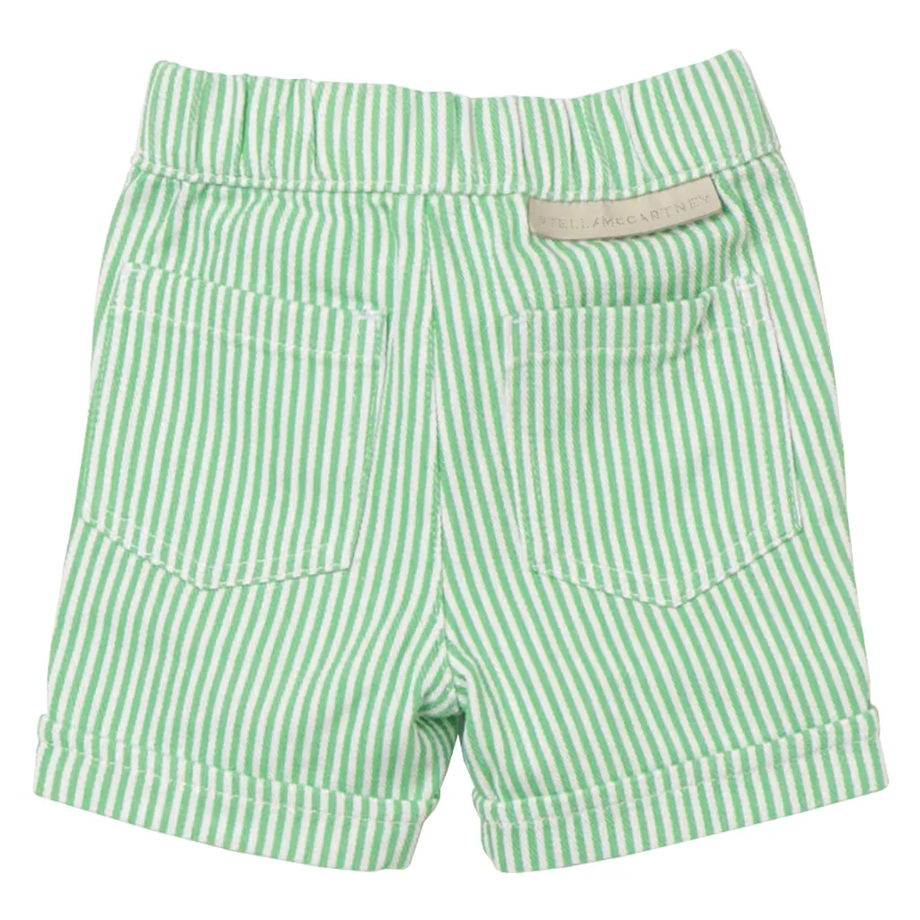 Stella McCartney Baby Striped Shorts With Sun Badge Green