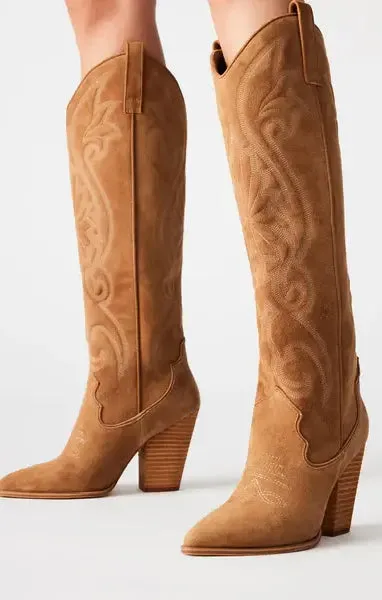 Steve Madden Lasso Western Boot ~ Chestnut Suede