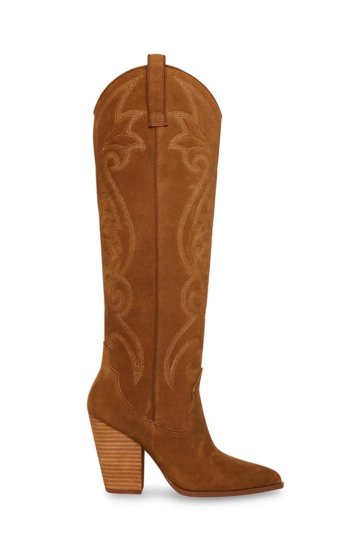 Steve Madden Lasso Western Boot ~ Chestnut Suede