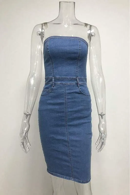 Strapless Denim Dress