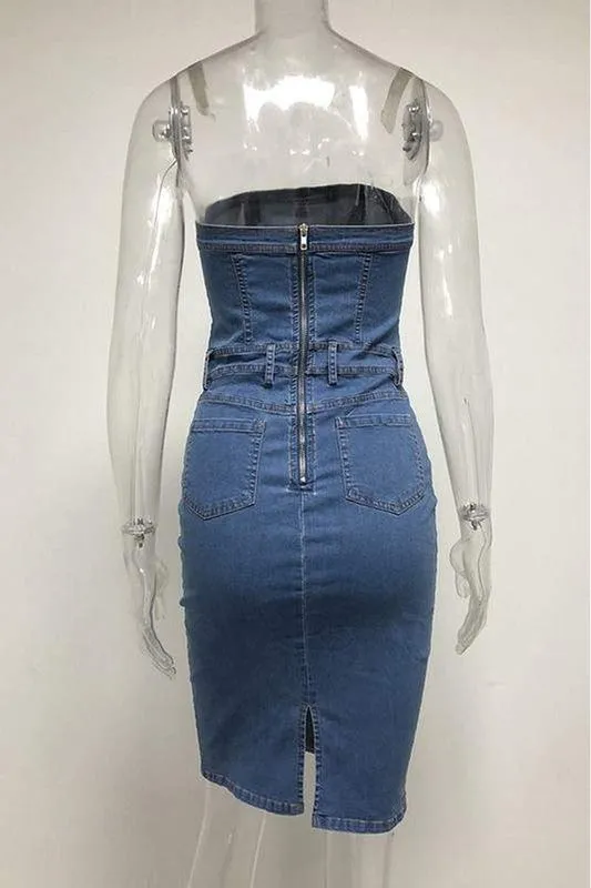 Strapless Denim Dress