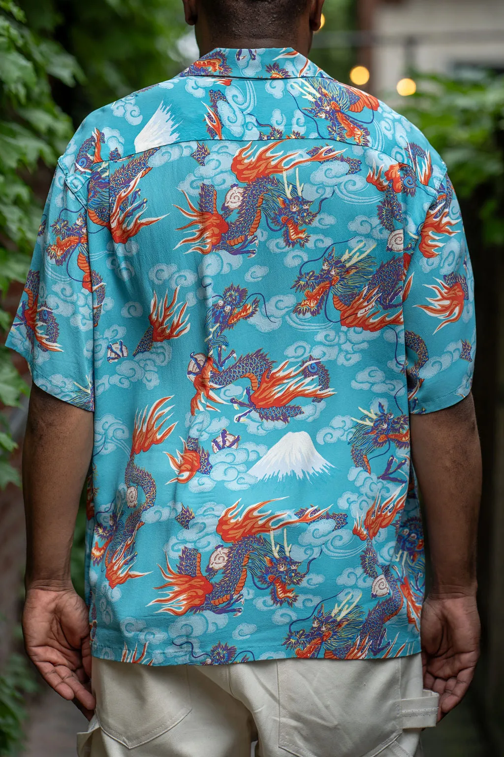 Sun Surf Rayon Hawaiian Shirt Team of Dragons - Green