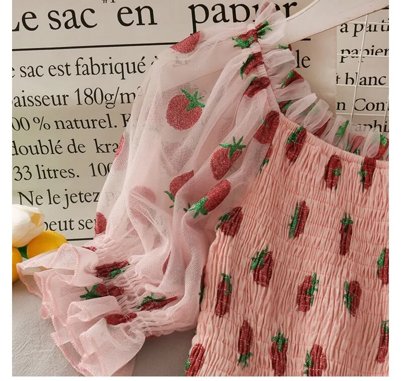 Sweet Strawberry Embellished Fairy Dress