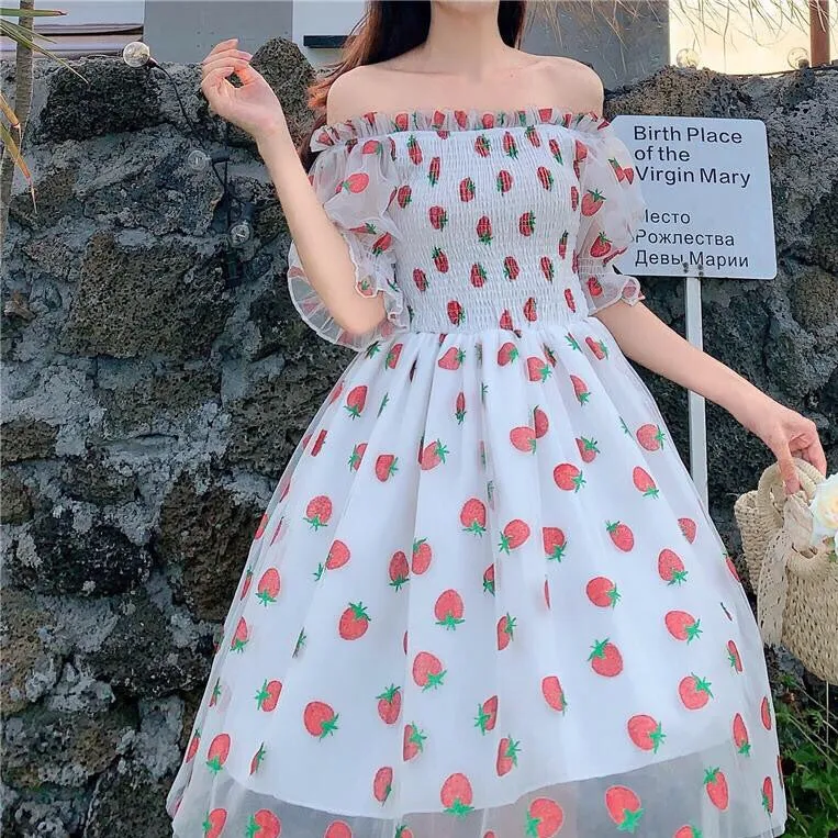 Sweet Strawberry Embellished Fairy Dress