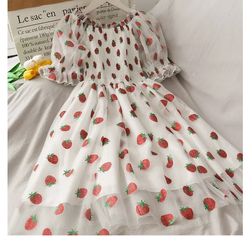 Sweet Strawberry Embellished Fairy Dress