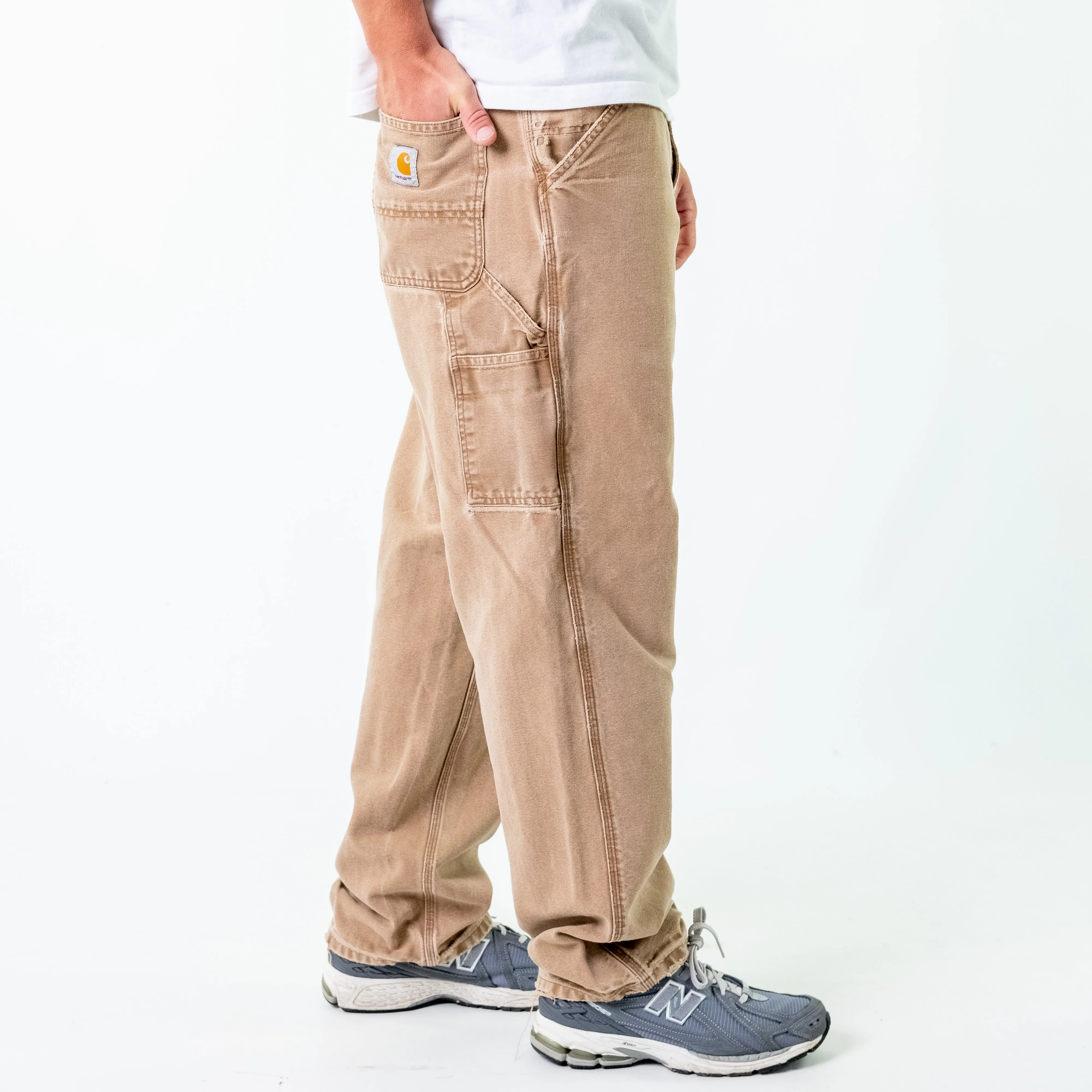 Tan 90s Carhartt Denim Carpenter Jeans Baggy Pants (34x34)