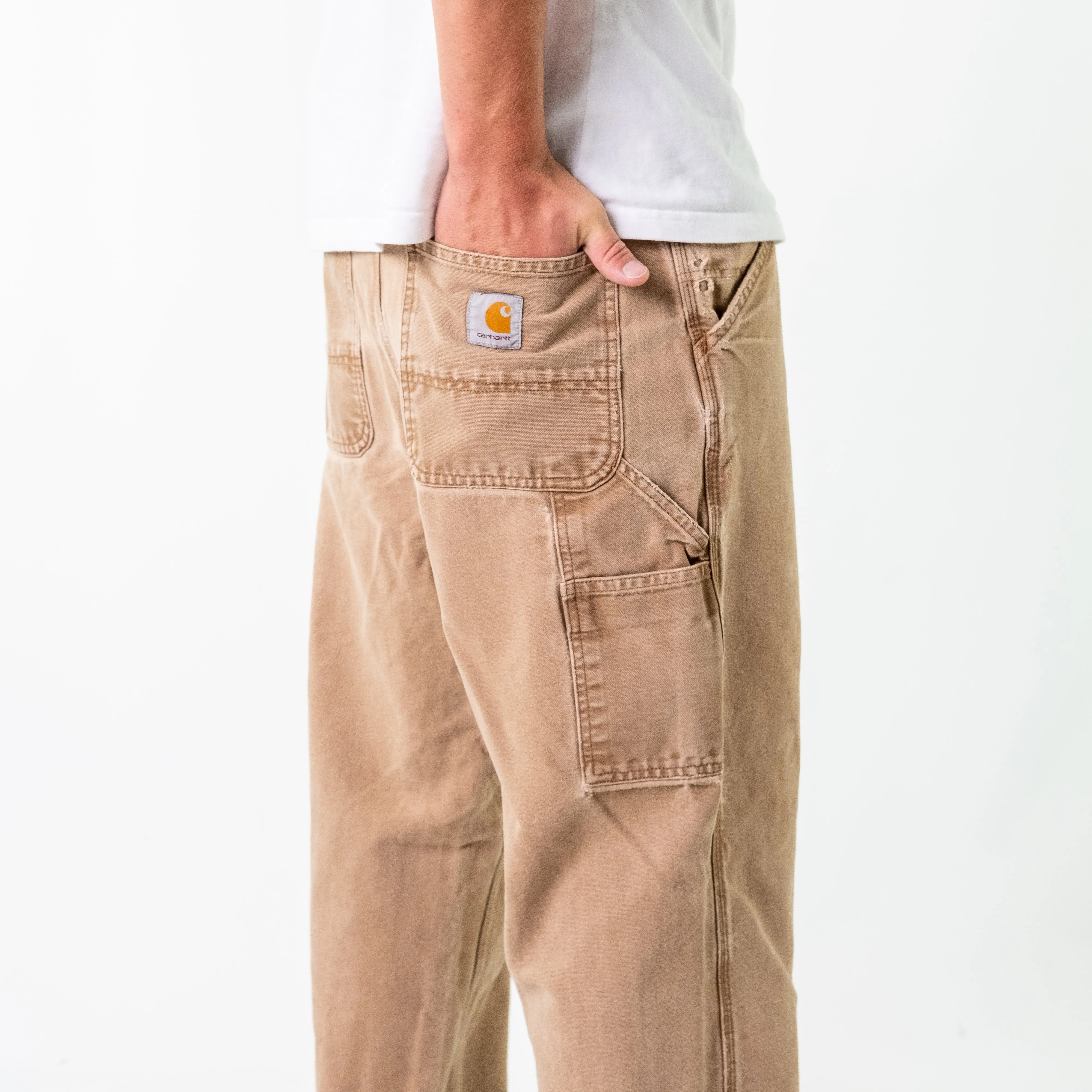 Tan 90s Carhartt Denim Carpenter Jeans Baggy Pants (34x34)