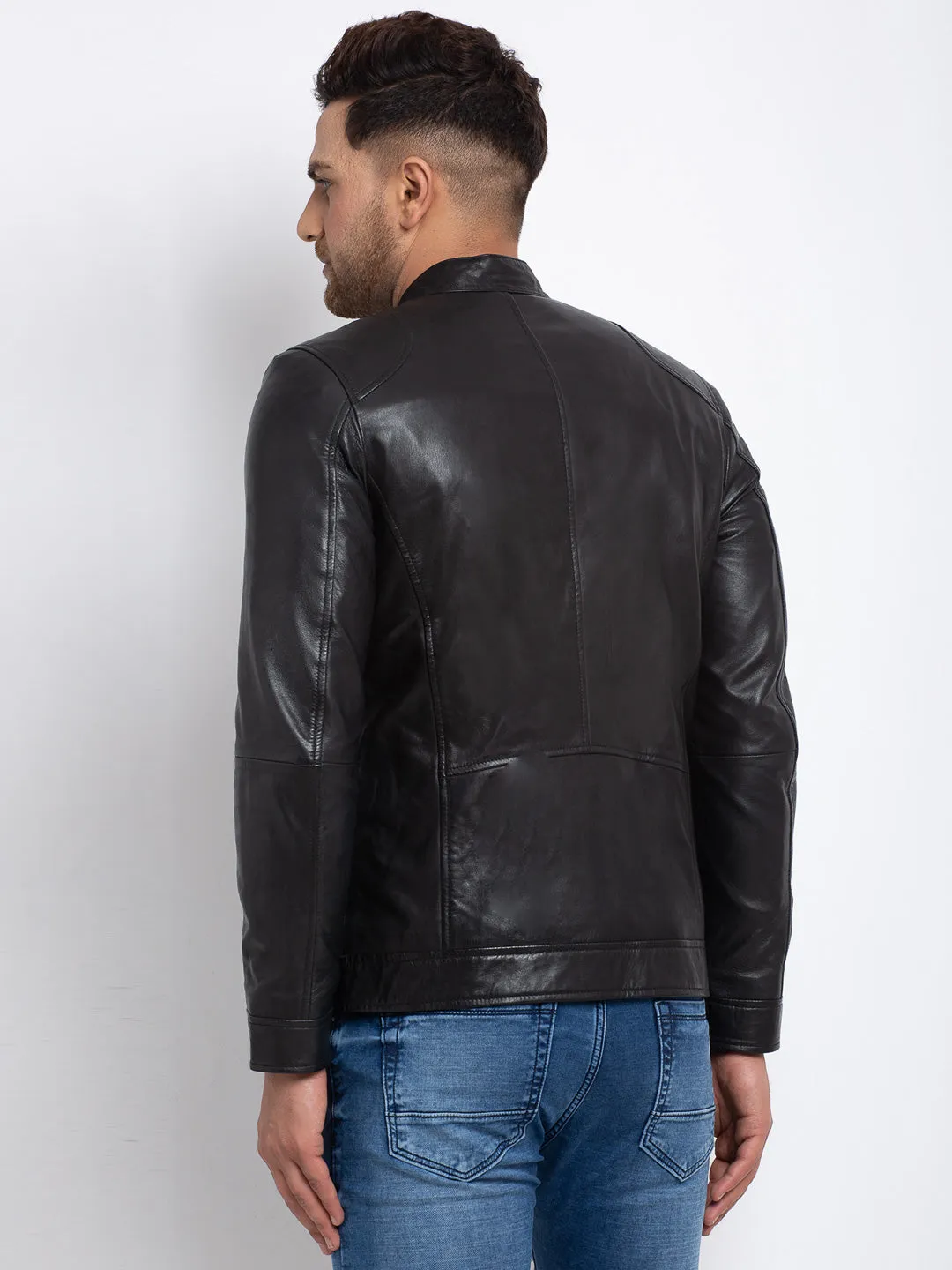 Teakwood Leathers  Men's 100% Genuine Black Leather Jacket