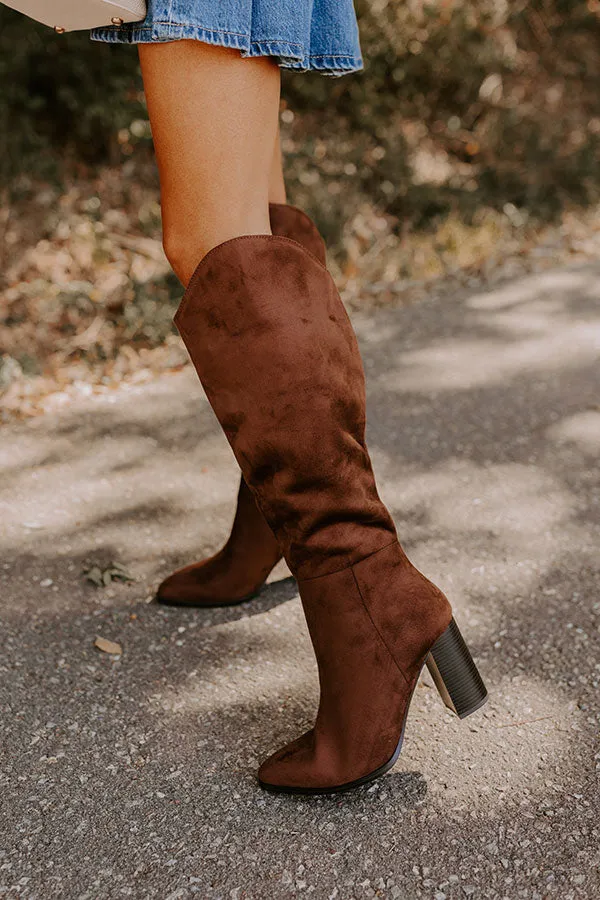 The Aria Faux Suede Knee High Boot in Chocolate