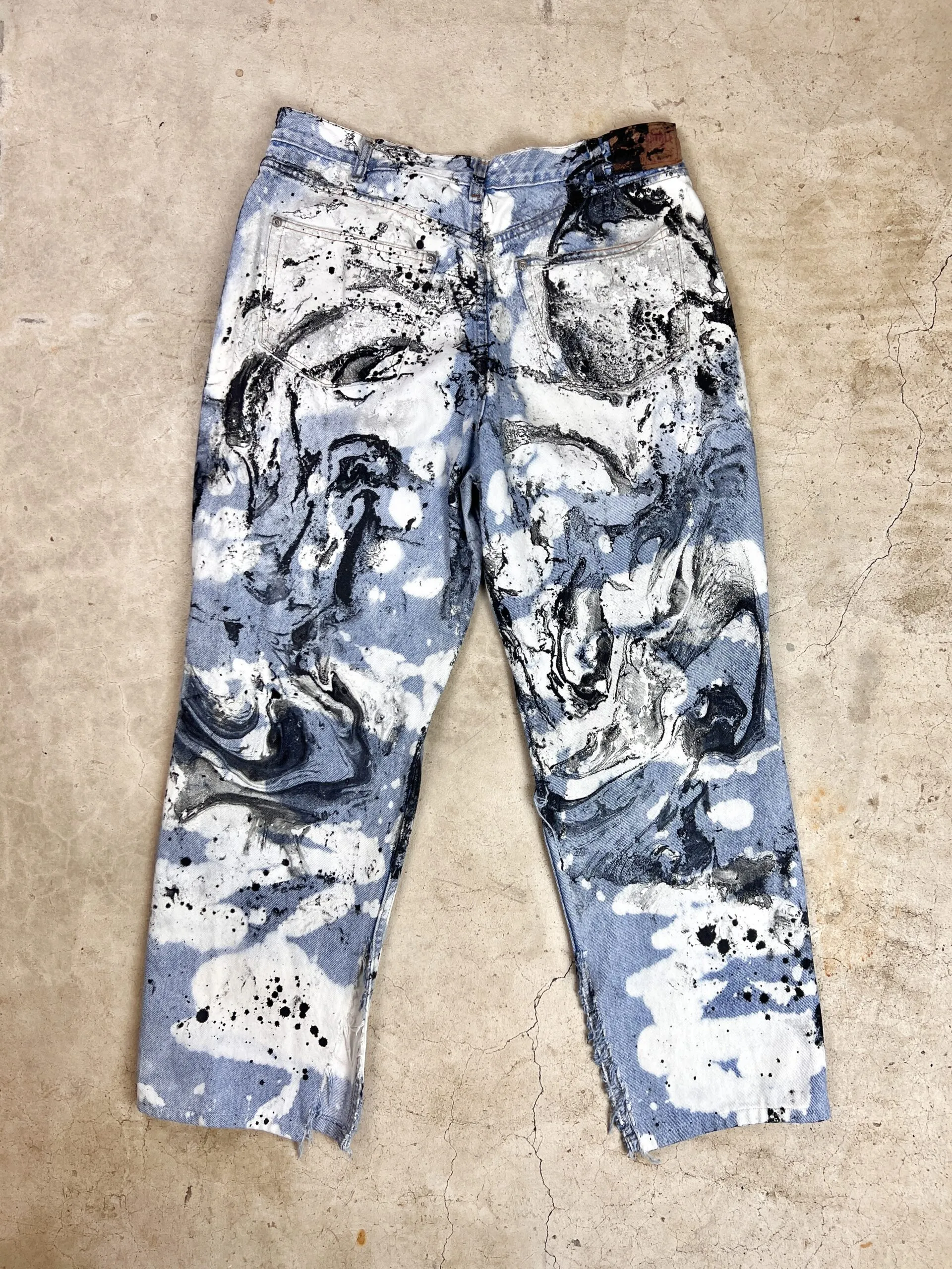 The Bleached & Marbled Straight Leg Jeans - 36"