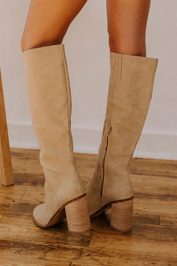 The Hudson Faux Nubuck Knee High Boot In Khaki