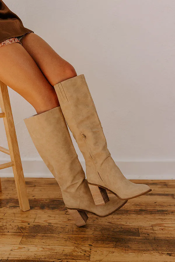 The Hudson Faux Nubuck Knee High Boot In Khaki