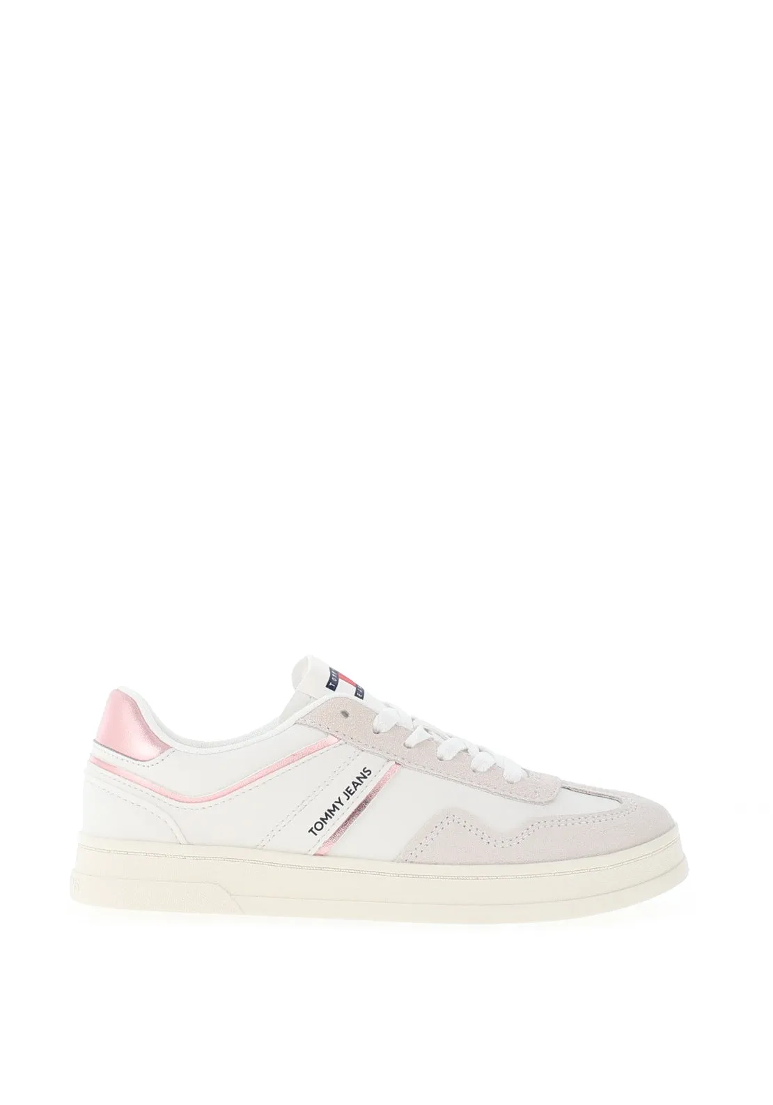 Tommy Jeans Greenwich Metallic Trainers, White and Pink