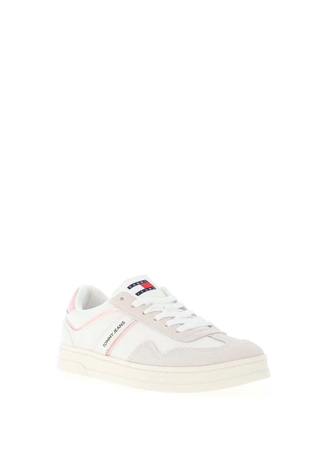 Tommy Jeans Greenwich Metallic Trainers, White and Pink