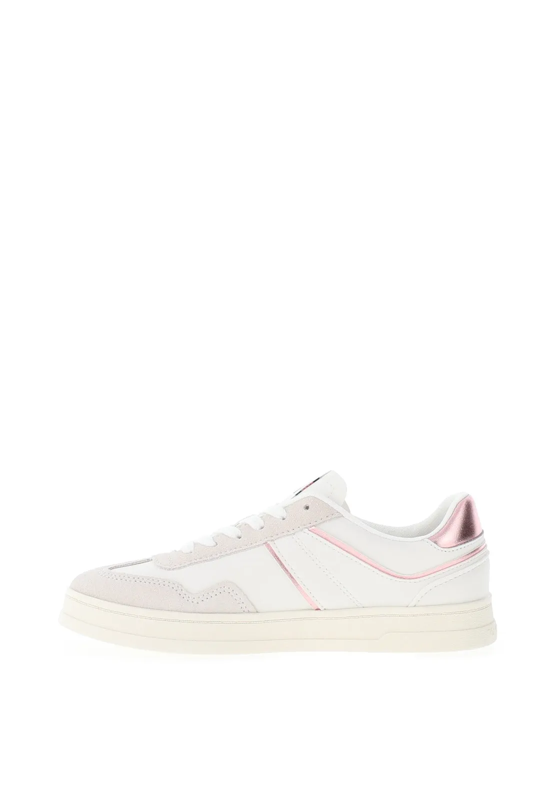 Tommy Jeans Greenwich Metallic Trainers, White and Pink