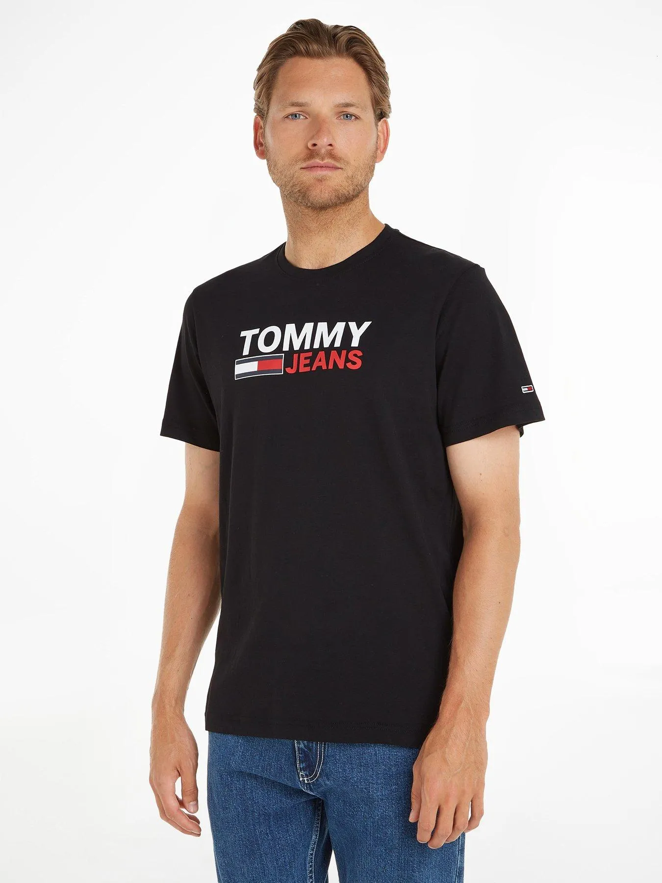 Tommy Jeans Reg Corporate Logo T-Shirt - Black