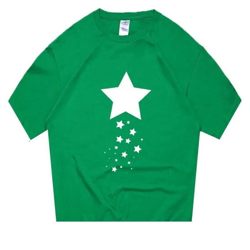 Unisex Summer Casual Cotton Star Printed Short Sleeve Artful T-shirts