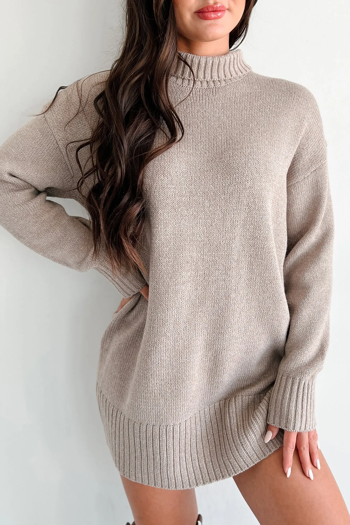 Vail Vibes Zenana Sweater Dress (Light Mocha)