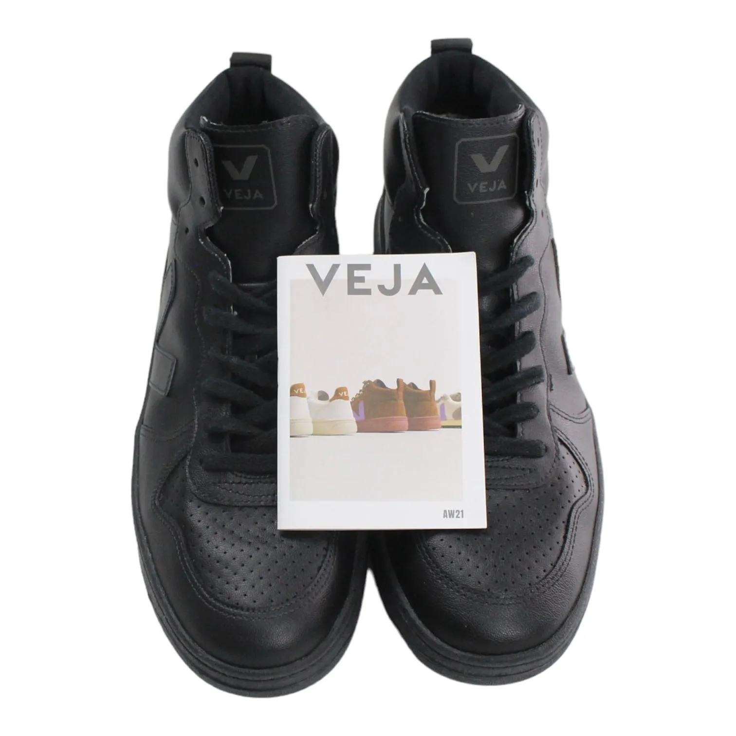 Veja Black V-15 High Top Vegan Leather Sneaker