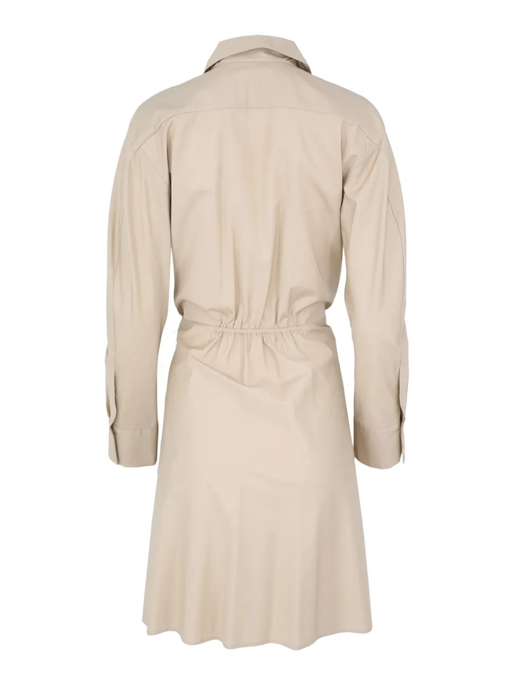 Vince Drawcord Ruched Shirt Dress in White Oak