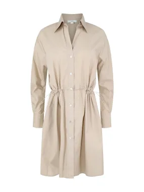 Vince Drawcord Ruched Shirt Dress in White Oak