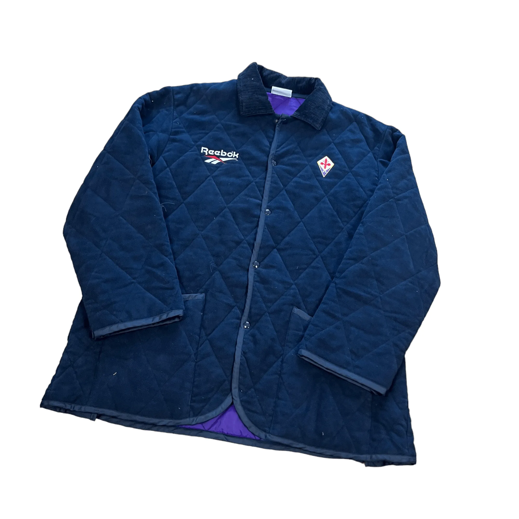 Vintage 90s Navy Blue Reebok Fiorentina Football Coat - Extra Large