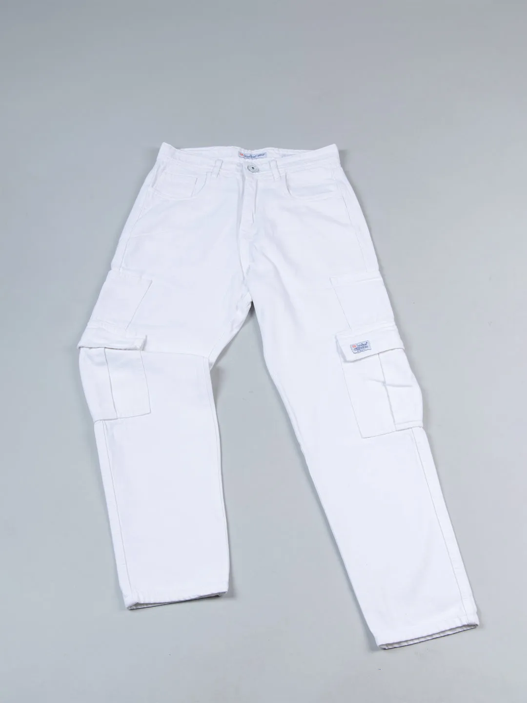 White Cargo Baggy Fit Denim Jeans