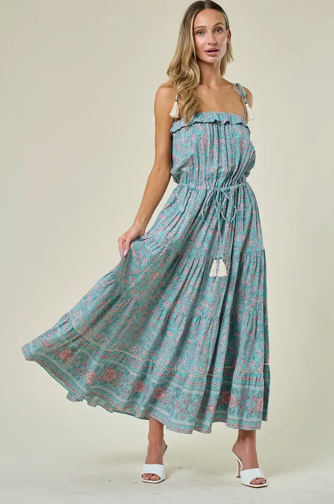 Wisteria Lane- Boho Border Maxi Dress