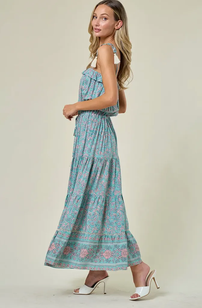 Wisteria Lane- Boho Border Maxi Dress