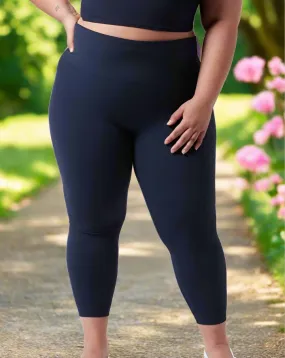 Womens Blue Ankle Length Leggings, Soft Yoga Pants, Sizes 0-20, Yoga Waist, Navy Blue