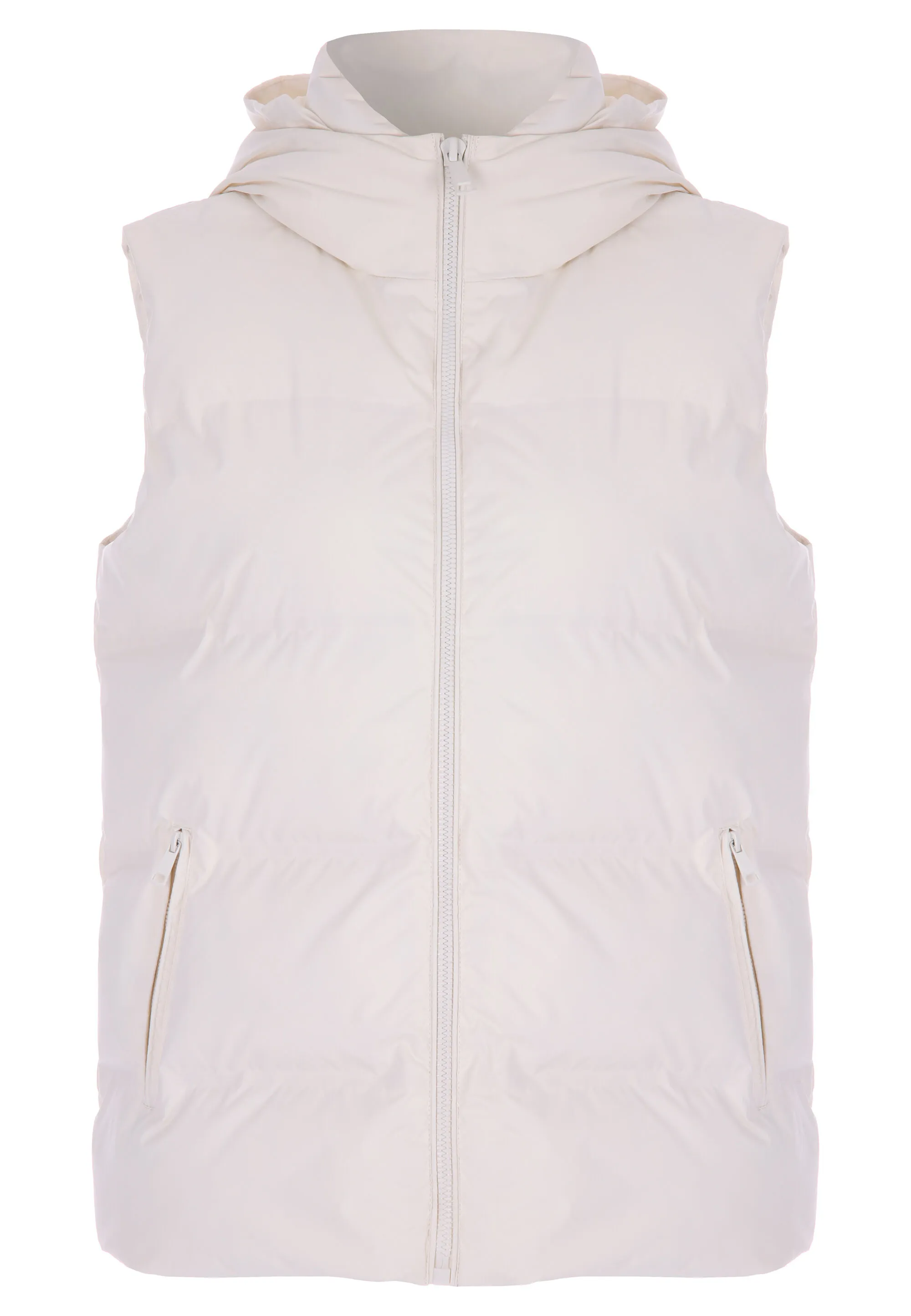 Womens Cream Mid Length Padded Gilet Jacket