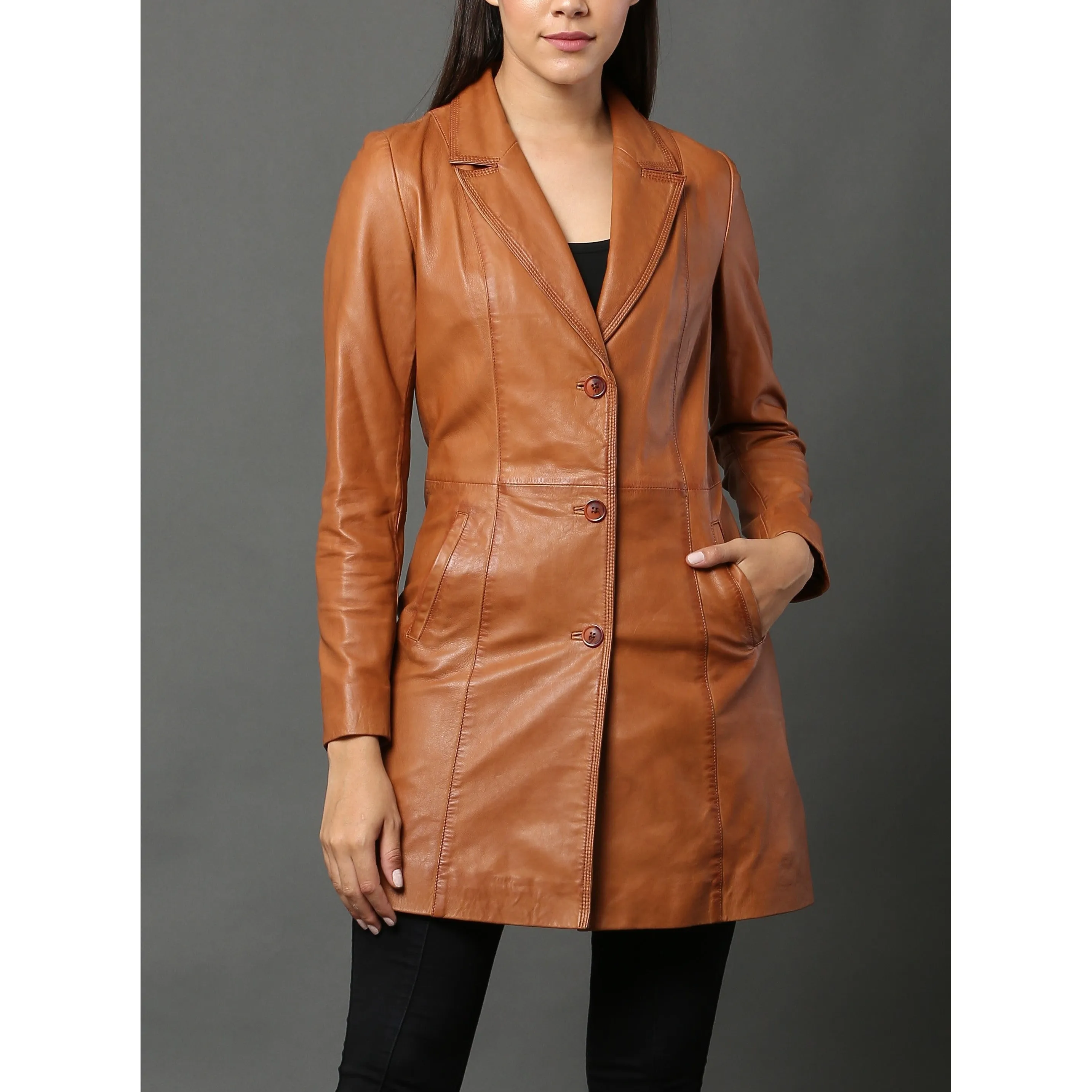 Women's Dolly Tailored Leather Coat