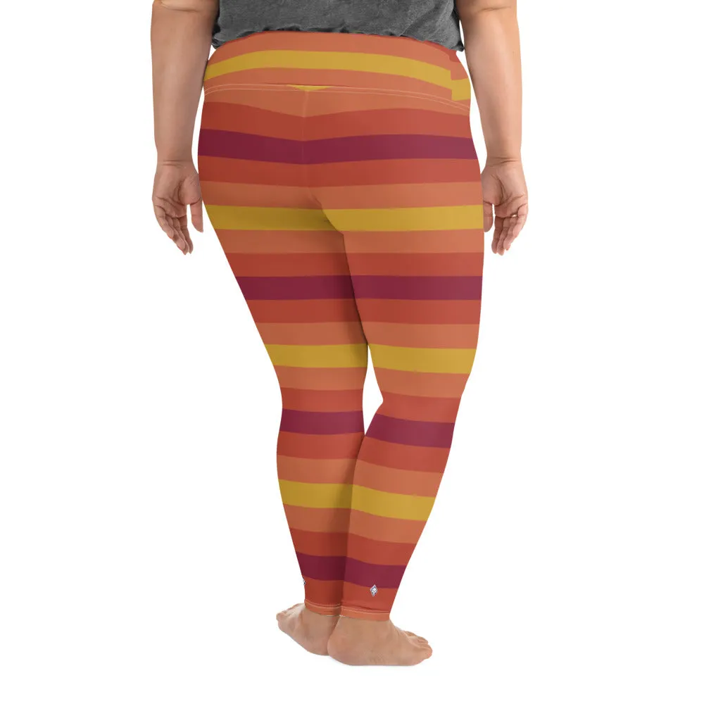 Women's High Waist Plus Size Striped Autumn Leggings Yoga Pants