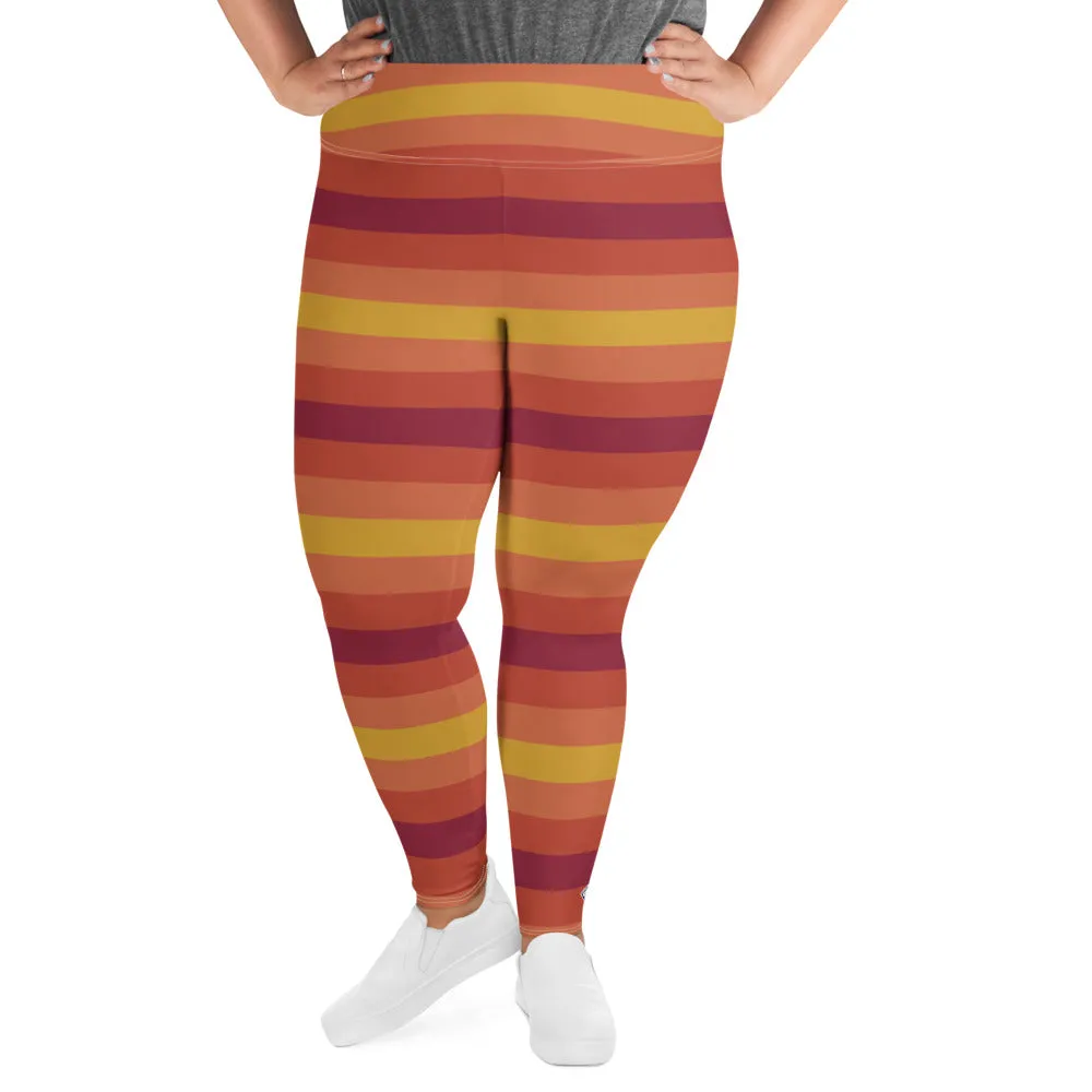 Women's High Waist Plus Size Striped Autumn Leggings Yoga Pants