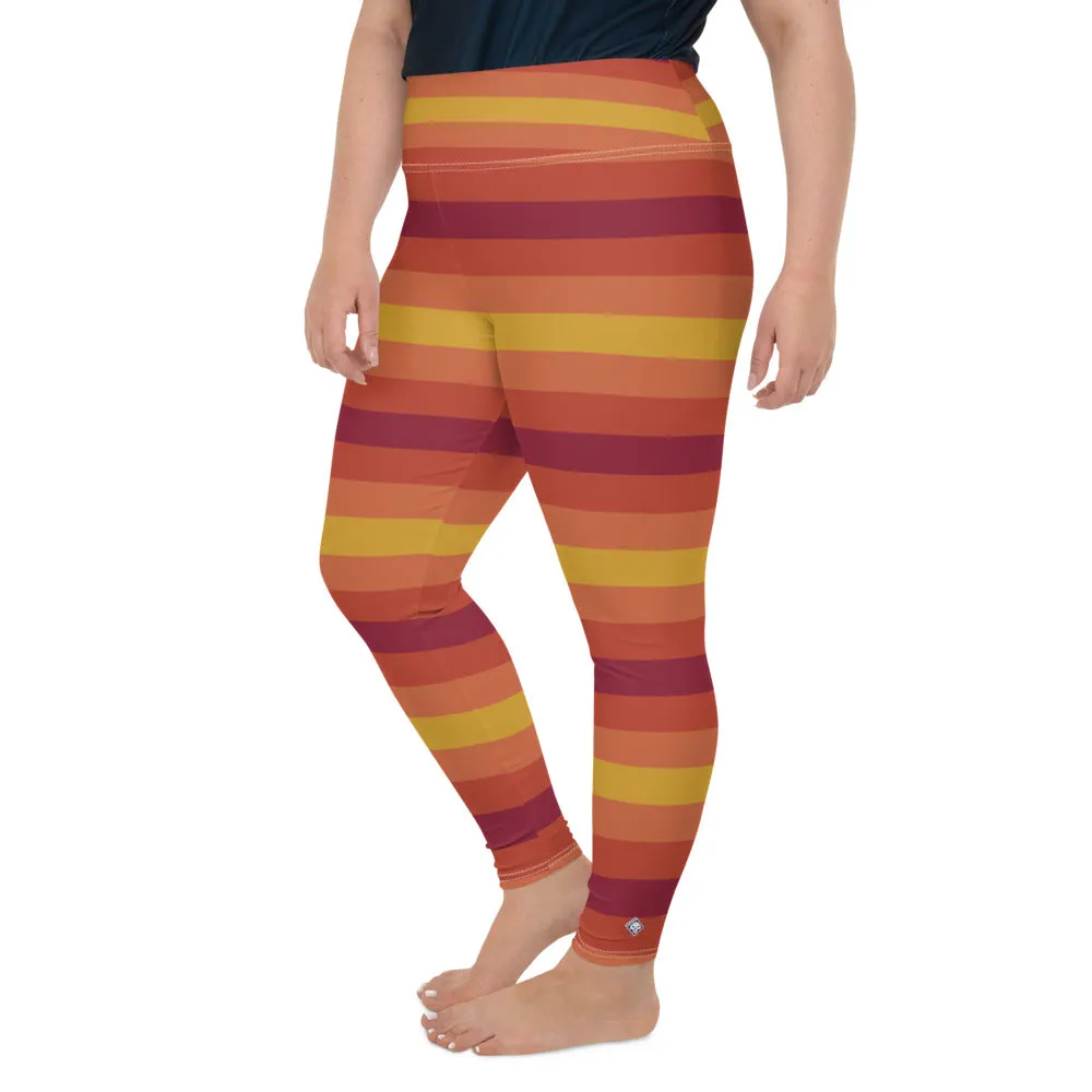 Women's High Waist Plus Size Striped Autumn Leggings Yoga Pants