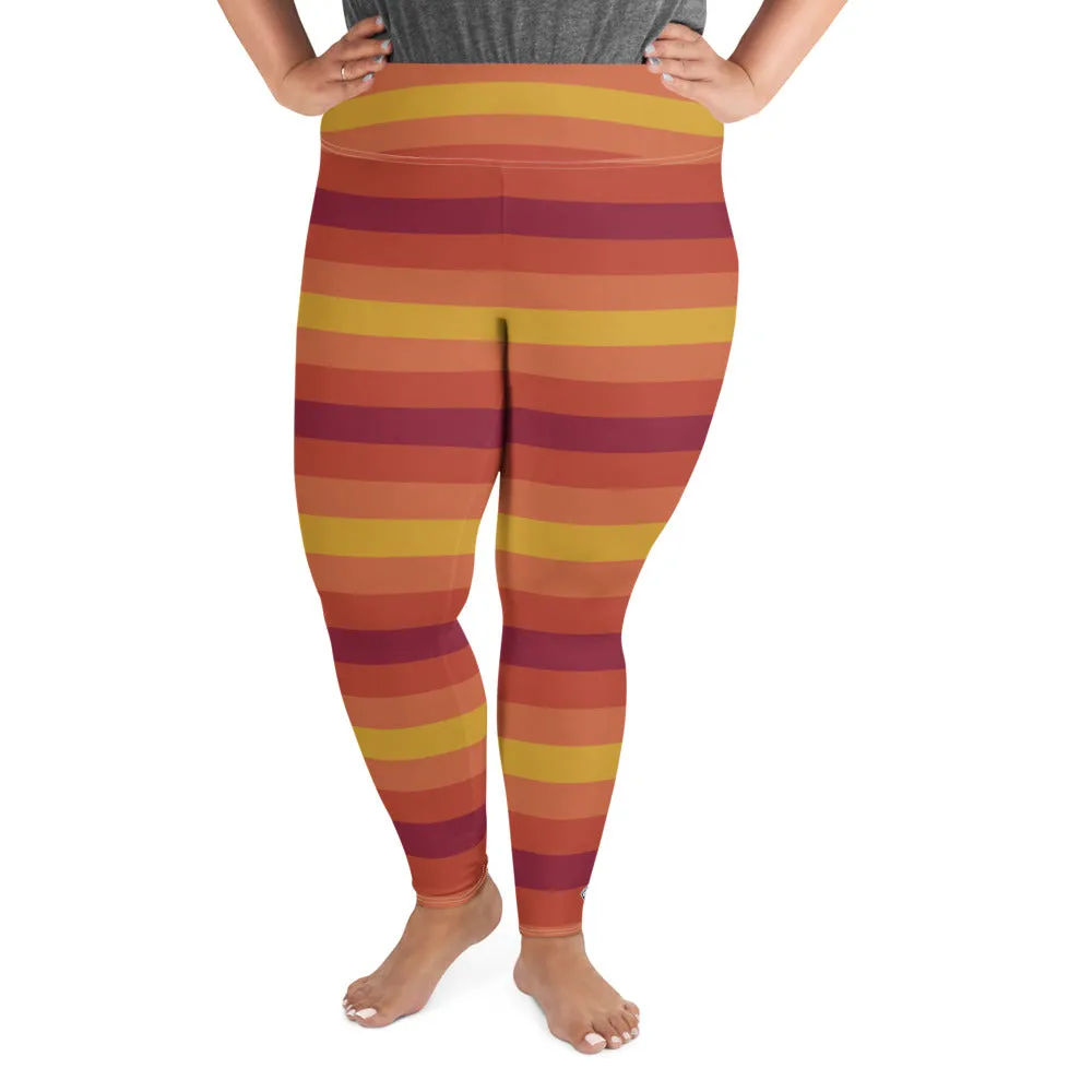 Women's High Waist Plus Size Striped Autumn Leggings Yoga Pants