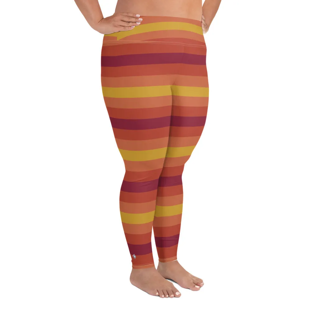 Women's High Waist Plus Size Striped Autumn Leggings Yoga Pants