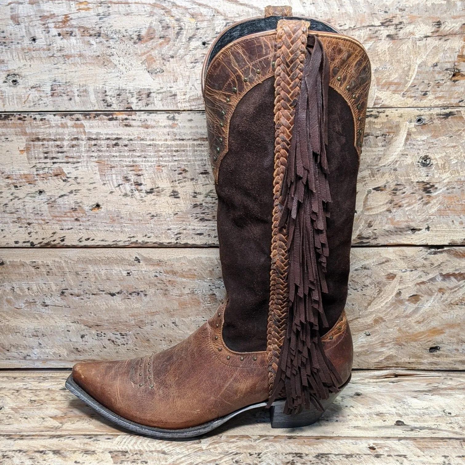 Womens Johnny Ringo Brown Fringe Boot (Size 8.5)