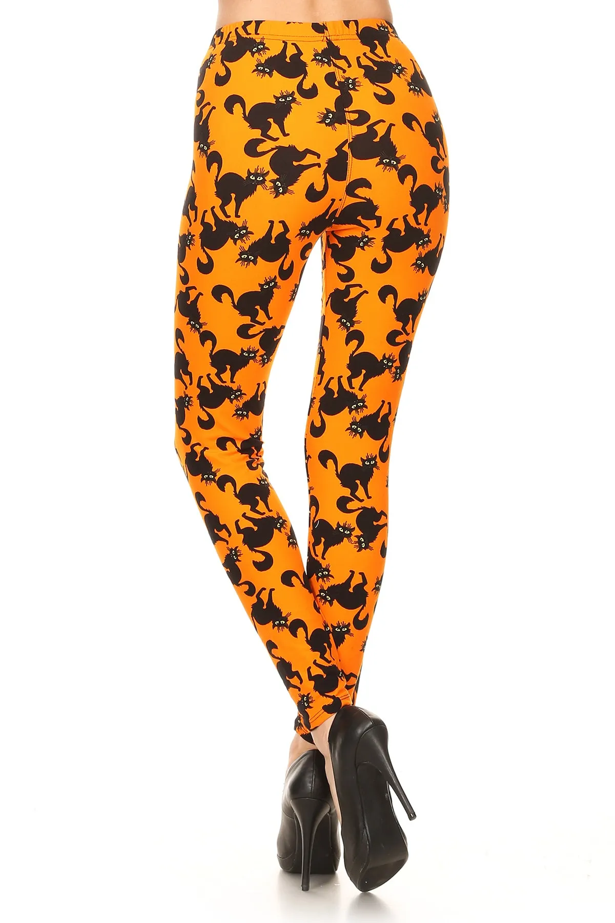 Women's PLUS Black Cats Animal Pattern Printed Leggings