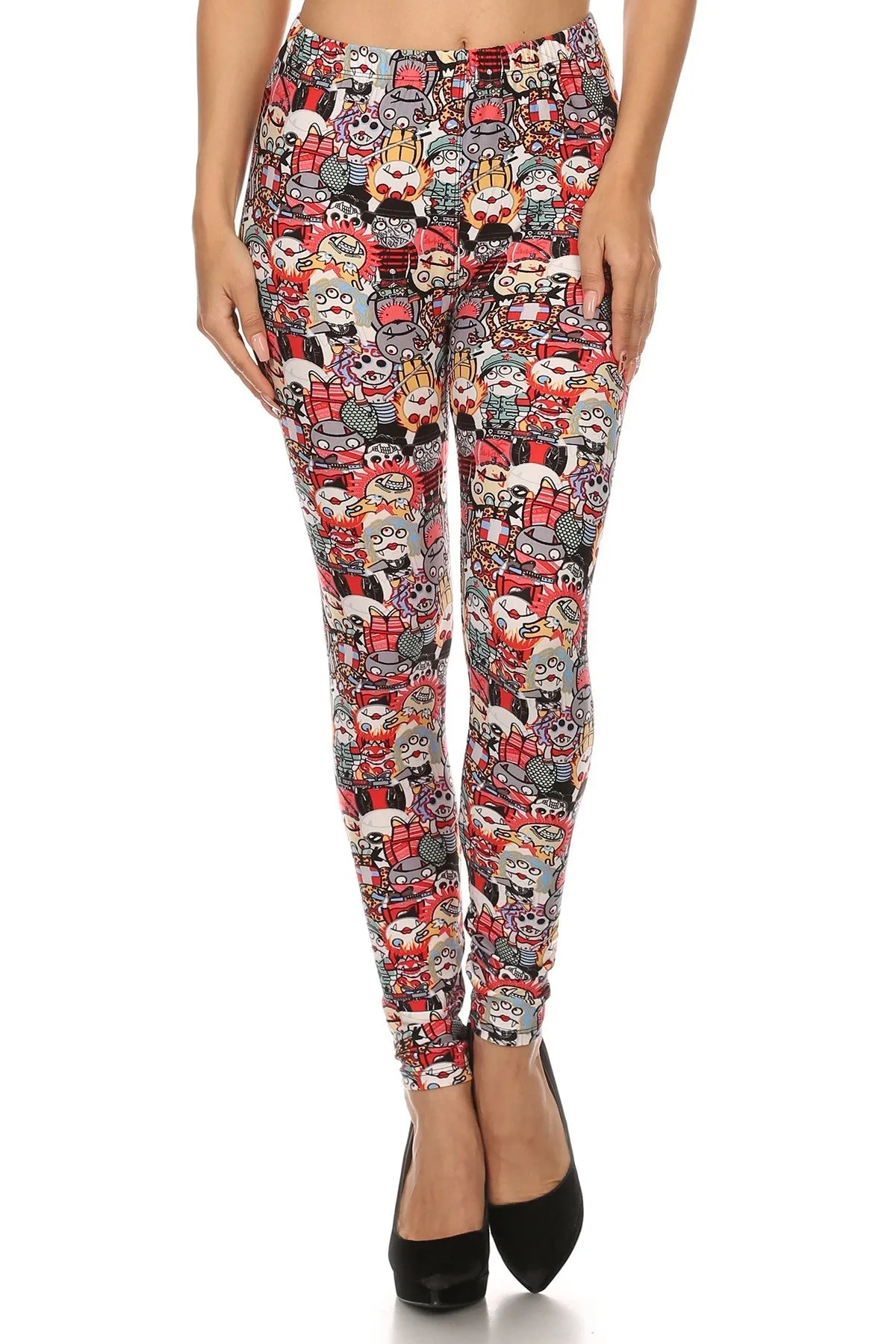 Women's Plus Multi Colored Monster Leggings