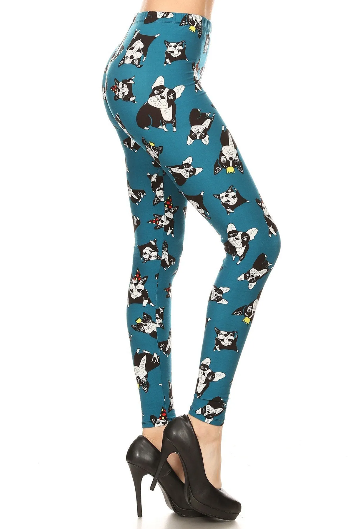 Women's Regular Allover Cartoon Dog Pattern Printed Leggings