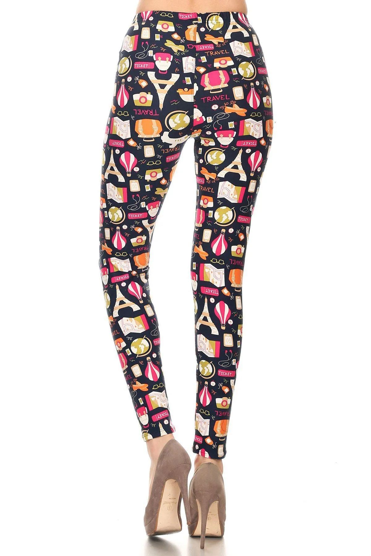 Women's Regular Travel Ticket Theme Pattern Printed Leggings