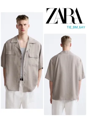 ZARA  |Plain Short Sleeves Shirts